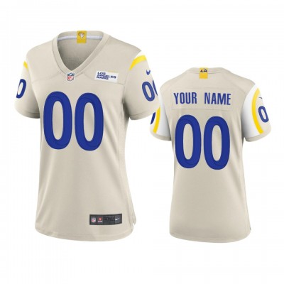 Los Angeles Rams Custom Women's Nike Game NFL Jersey - Bone